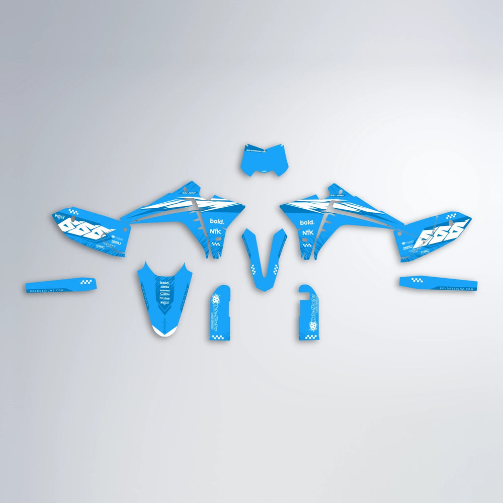NTK V5 Fantic graphics kit parts layout in Custom Colour