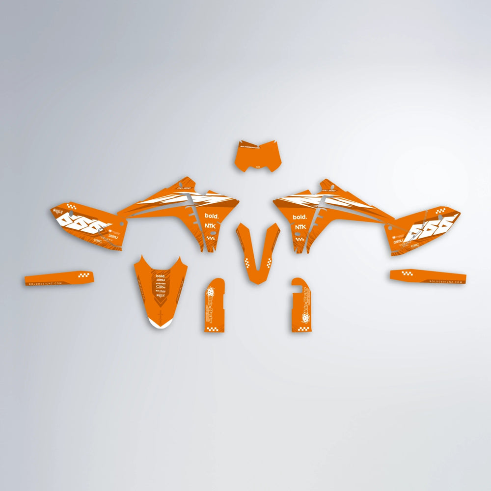 NTK V5 Fantic graphics kit parts layout in Orange