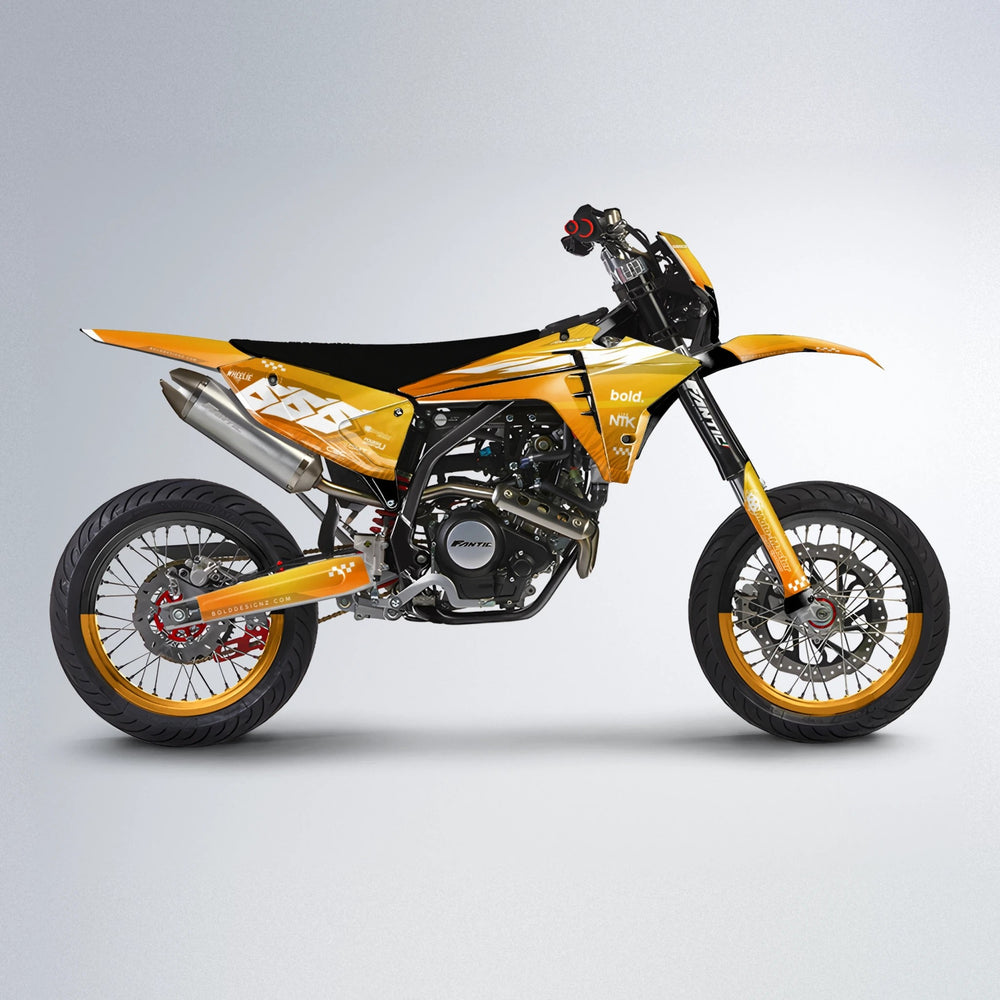 NTK V5 Fantic supermoto graphics kit in Orange & Yellow