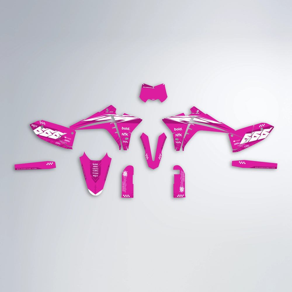 NTK V5 Fantic graphics kit parts layout in Pink