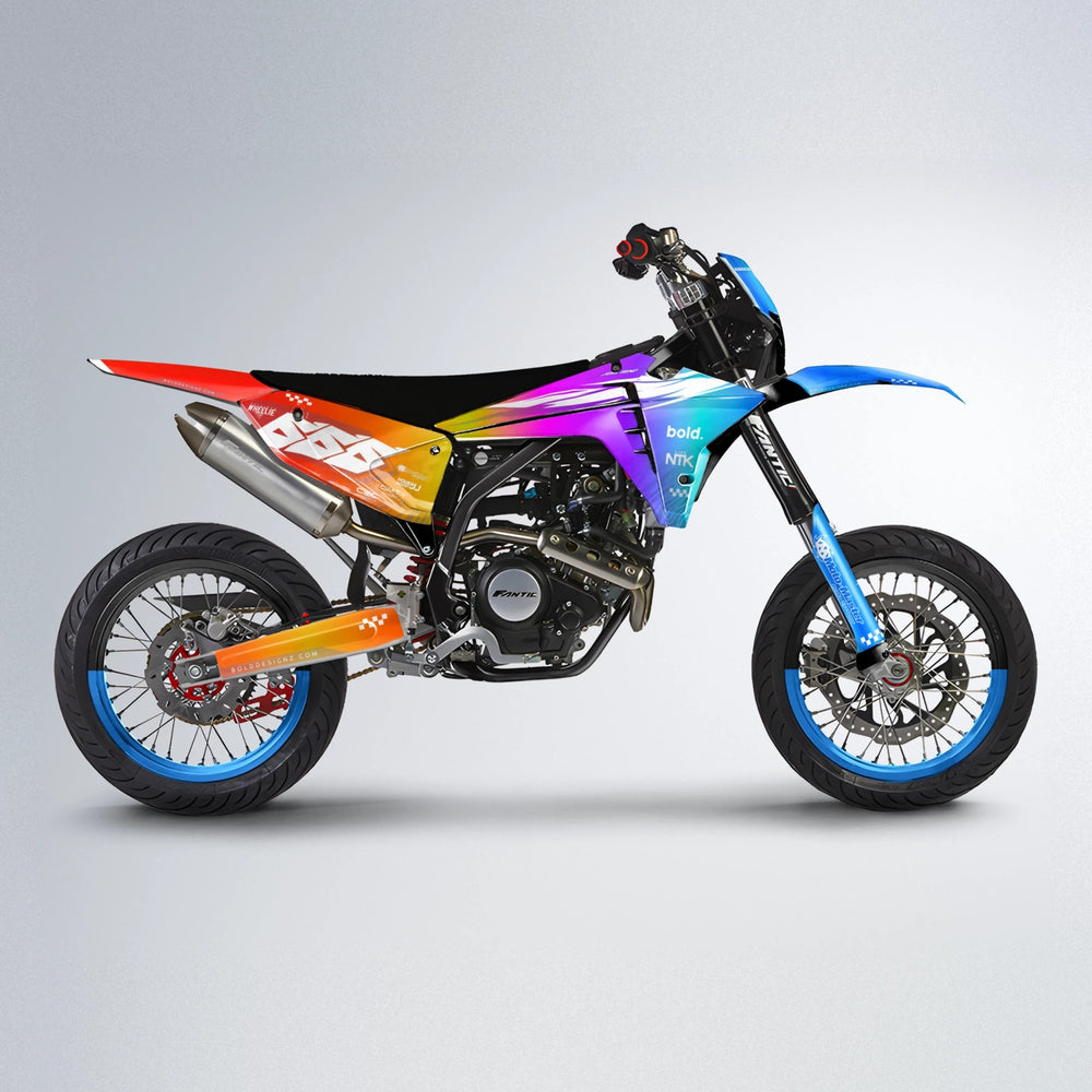NTK V5 Fantic supermoto graphics kit in Sunset Fade