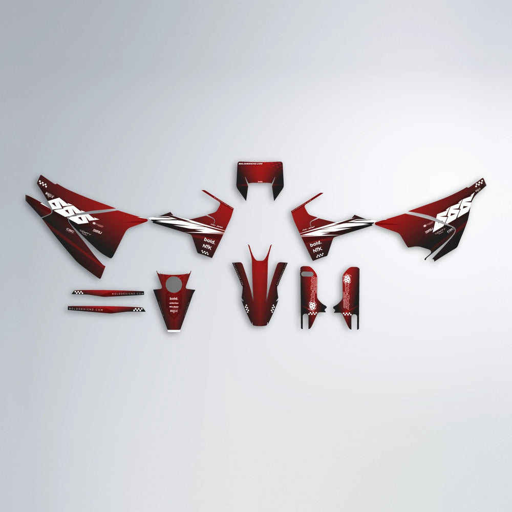 NTK V5 Husqvarna 701 graphics kit parts layout in Black & Red
