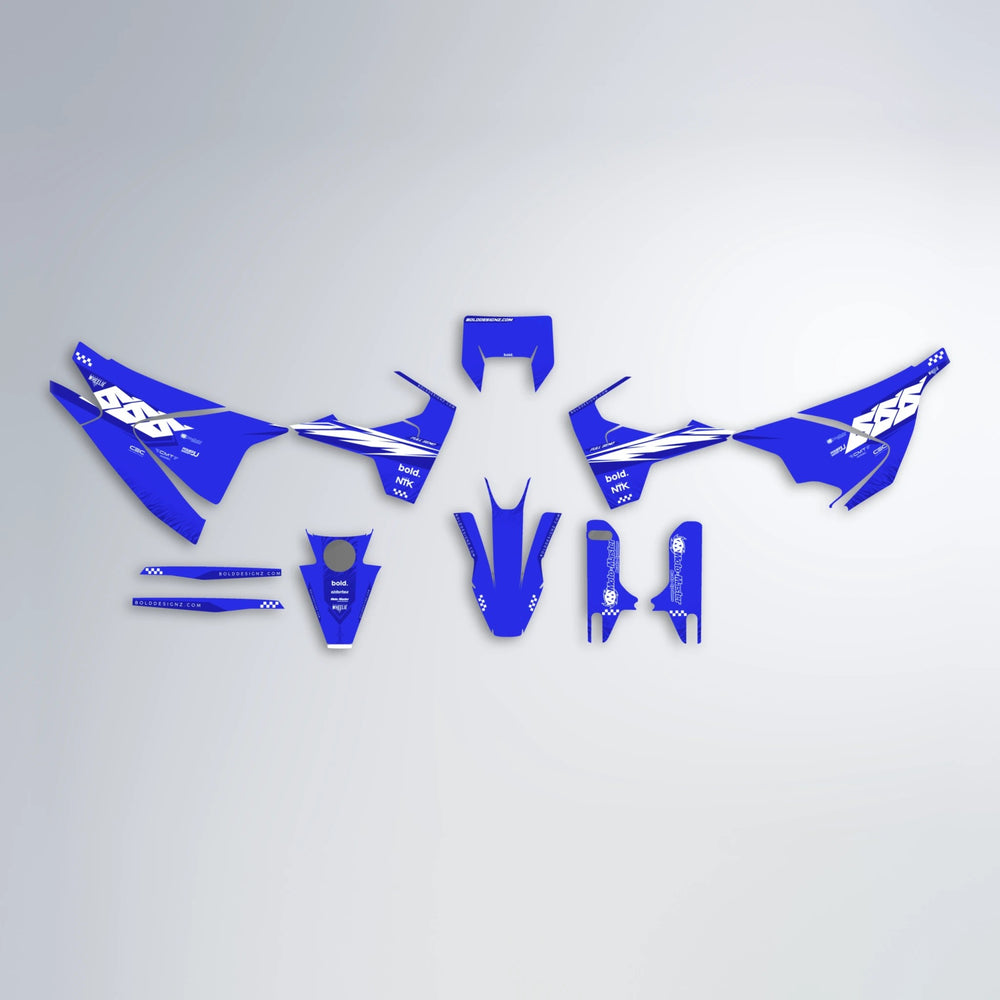NTK V5 Husqvarna 701 graphics kit parts layout in Blue