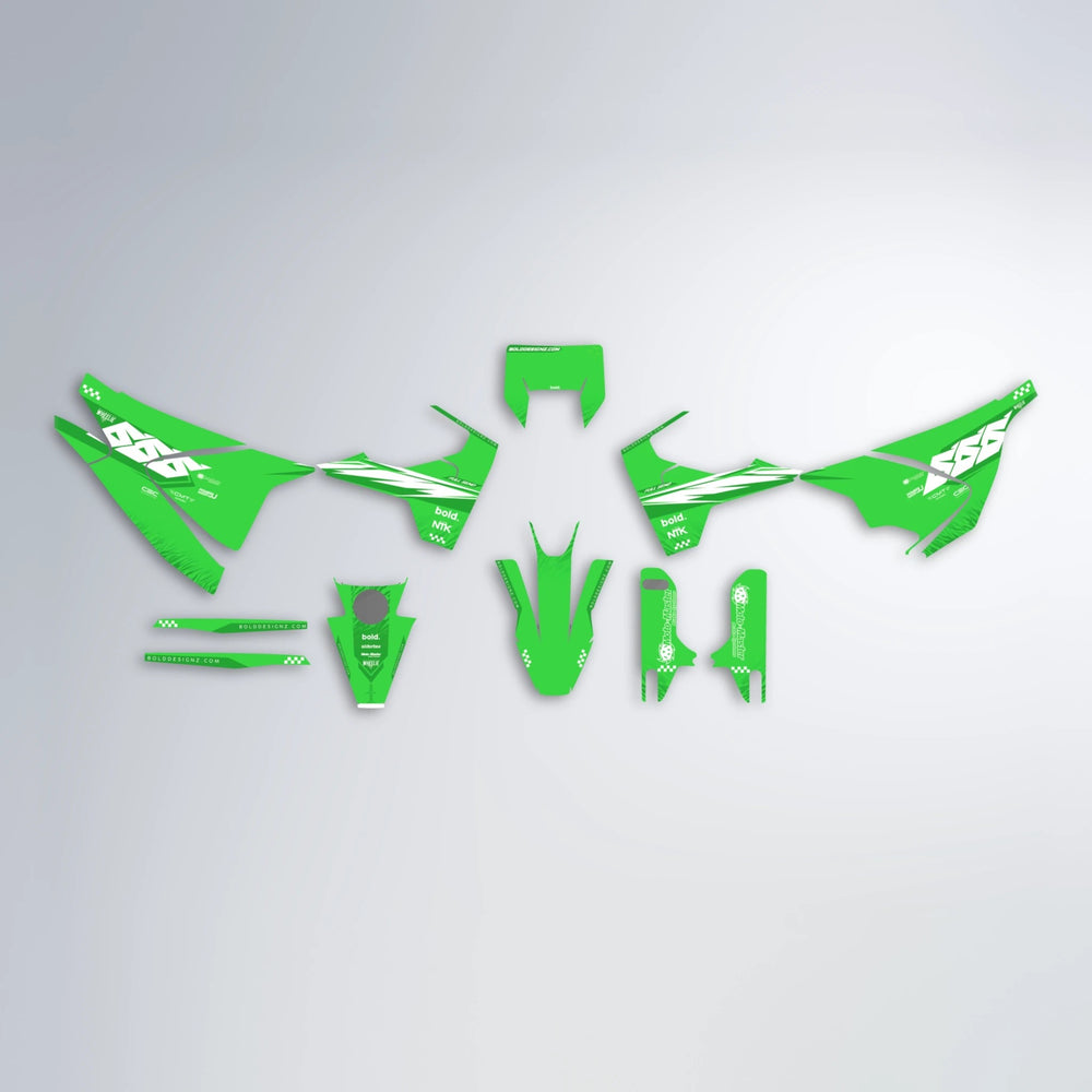 NTK V5 Husqvarna 701 graphics kit parts layout in Green