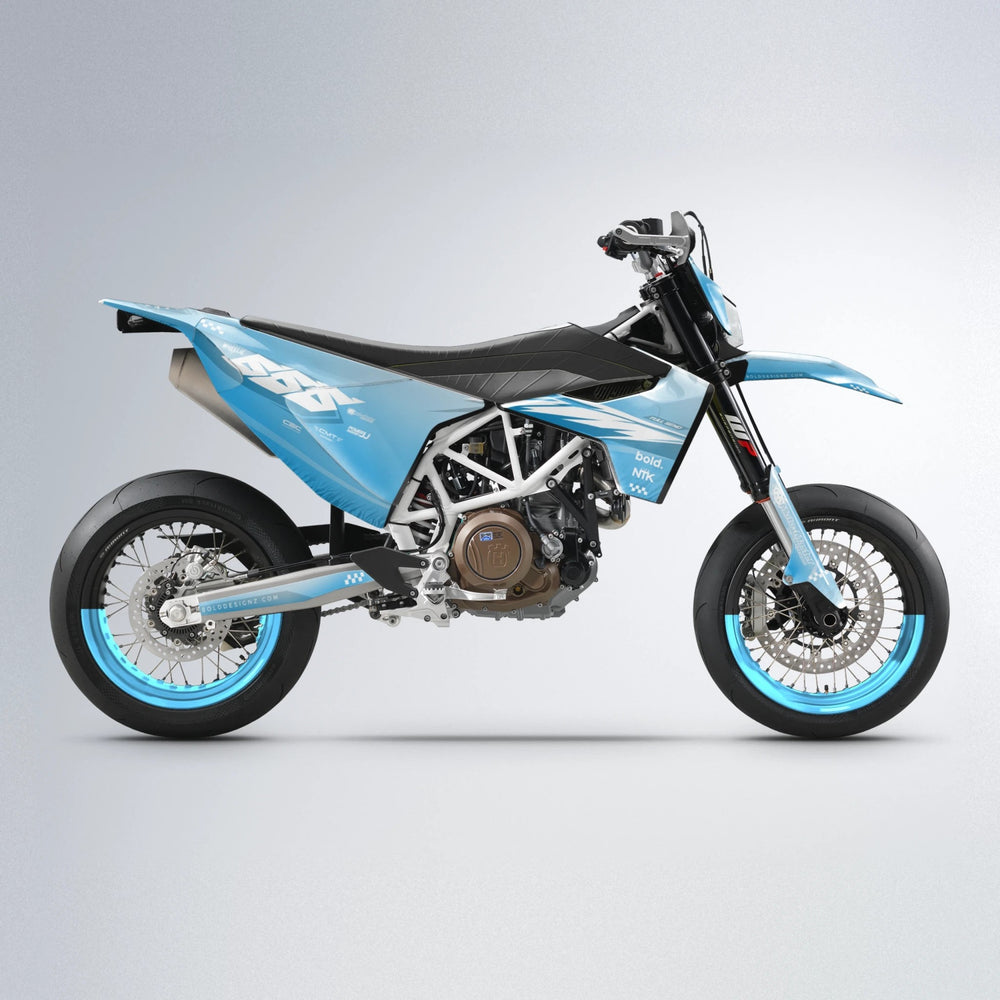 NTK V5 Husqvarna 701 supermoto graphics kit in Light Blue & White