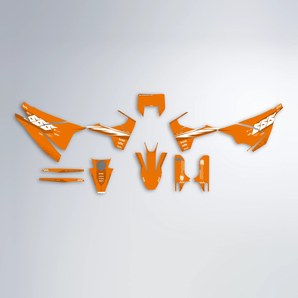 NTK V5 Husqvarna 701 graphics kit parts layout in Orange
