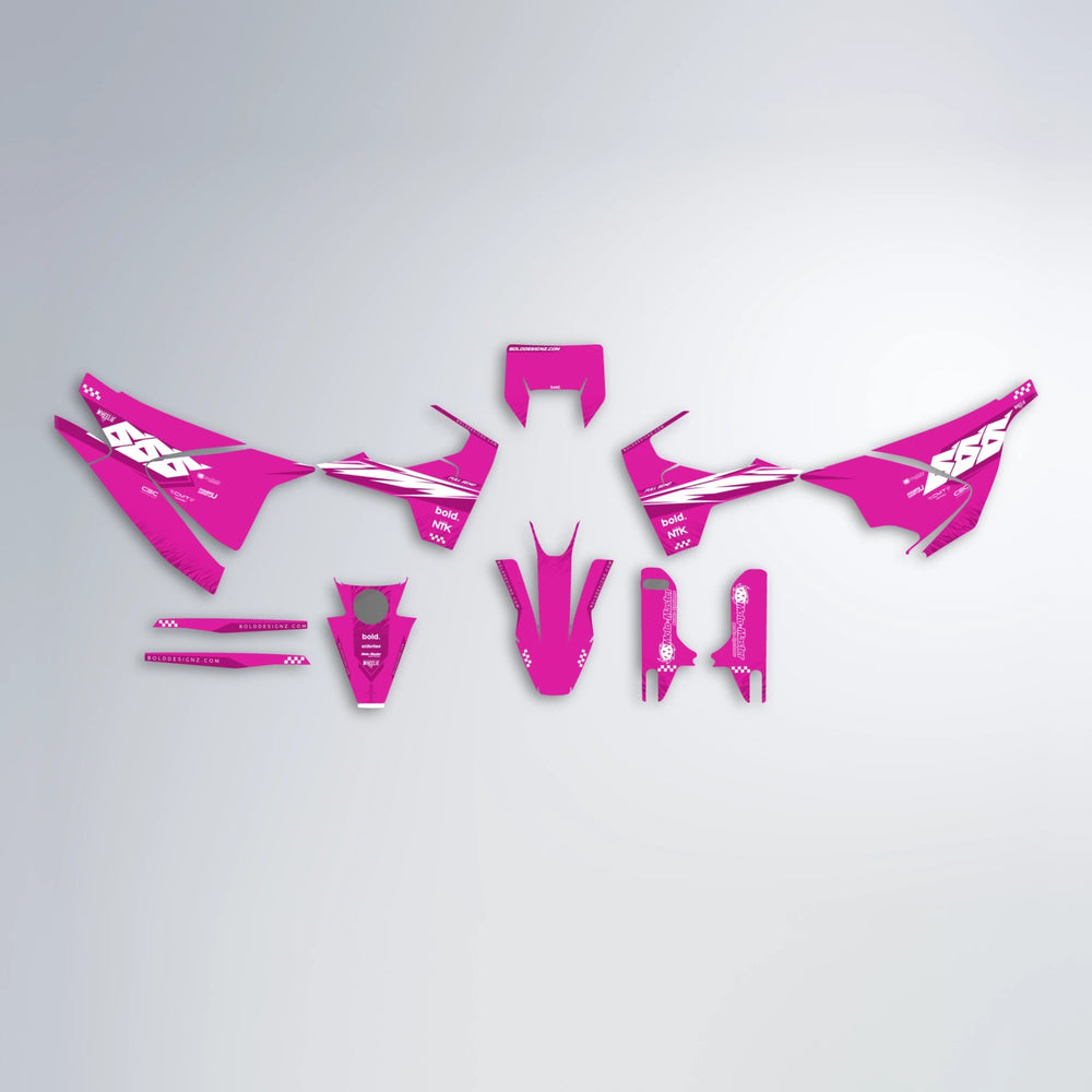 NTK V5 Husqvarna 701 graphics kit parts layout in Pink