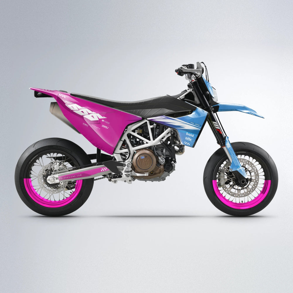 NTK V5 Husqvarna 701 supermoto graphics kit in Pink & Light Blue