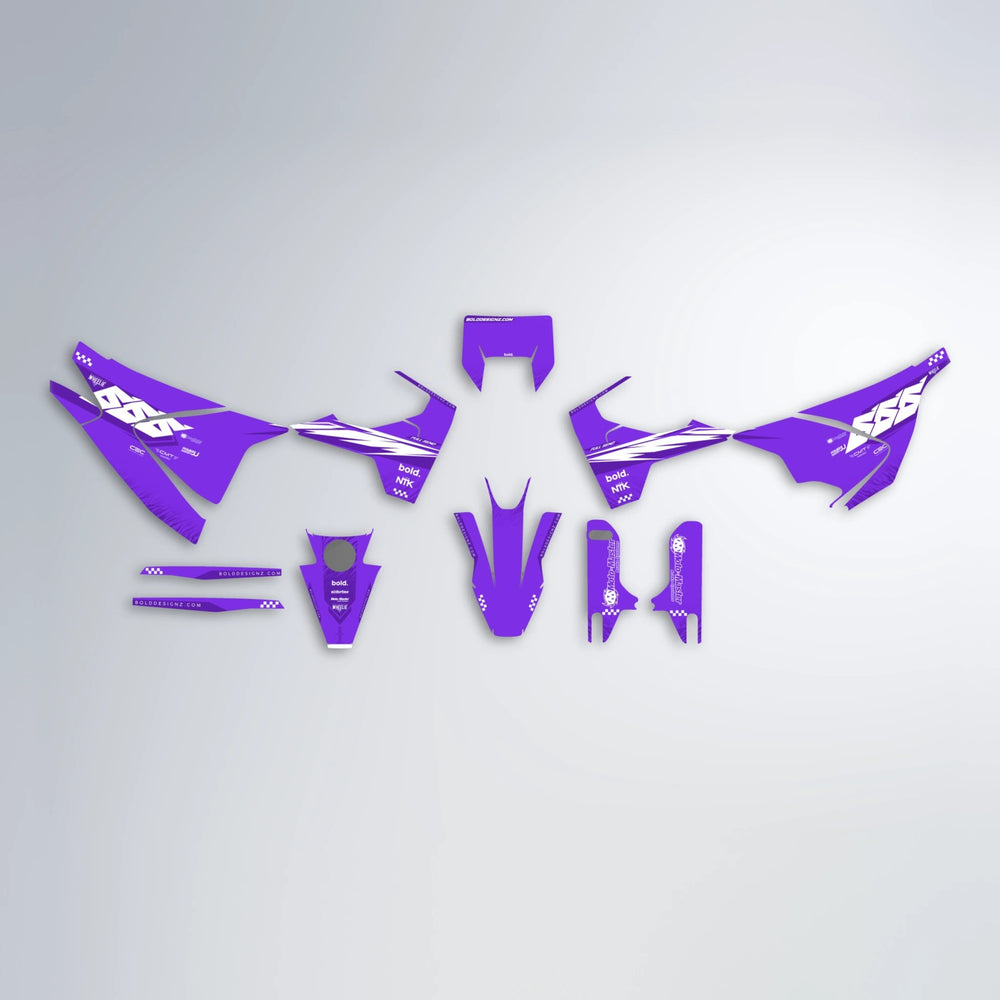 NTK V5 Husqvarna 701 graphics kit parts layout in Purple