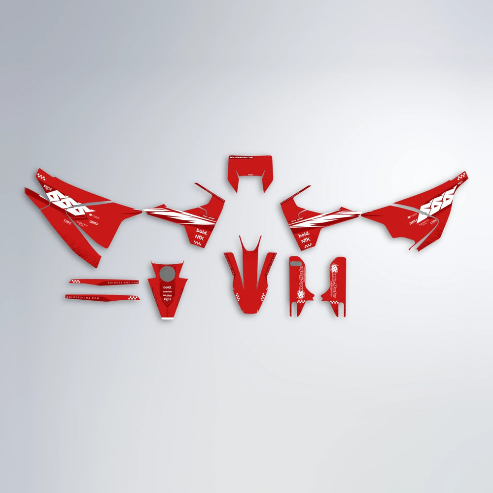 NTK V5 Husqvarna 701 graphics kit parts layout in Red