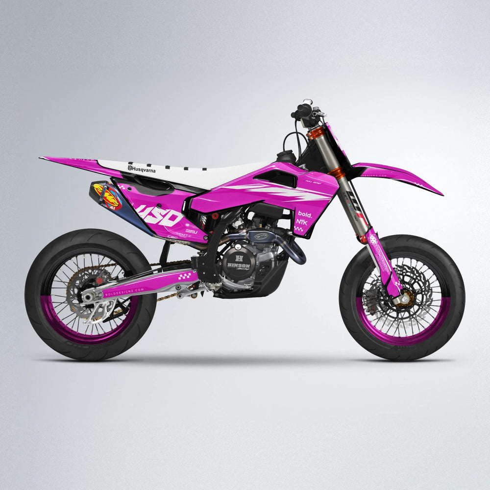 NTK V5 Husqvarna FE/TE supermoto graphics kit in Pink