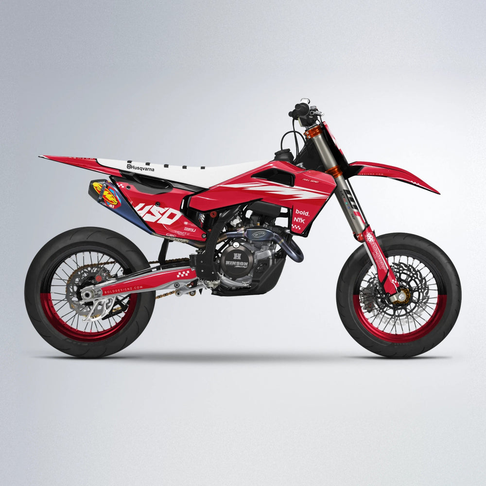 NTK V5 Husqvarna FE/TE supermoto graphics kit in Red