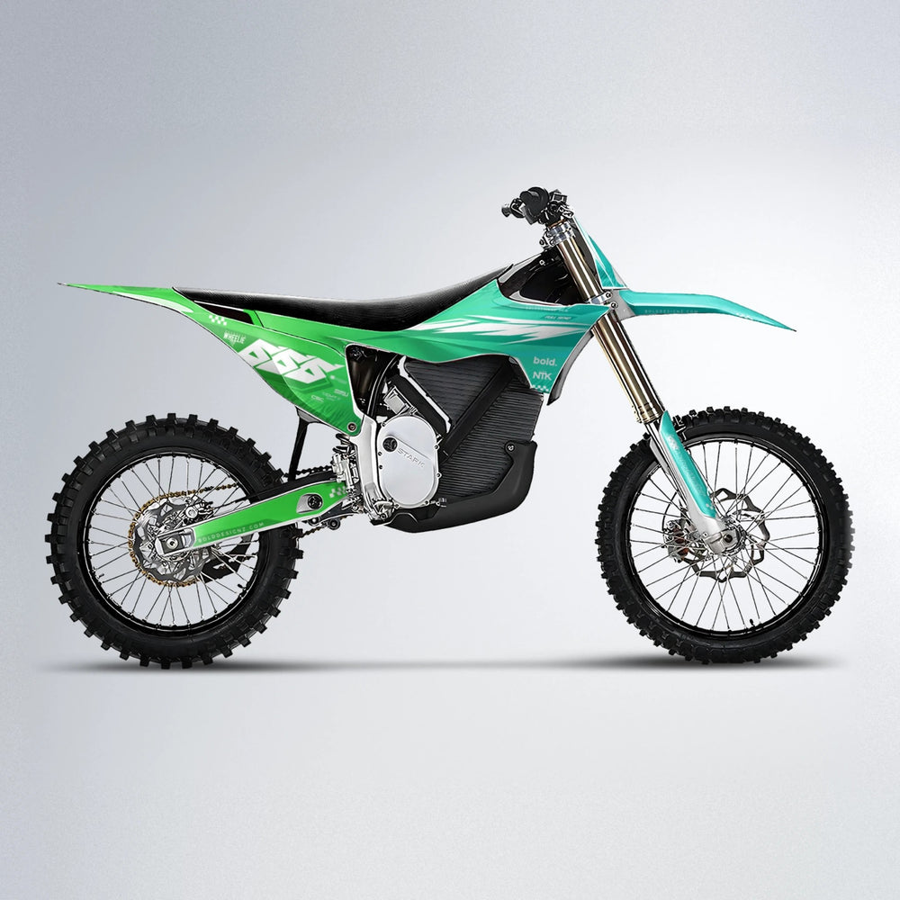 NTK V5 Stark Varg MX motocross graphics kit in Cyan & Green
