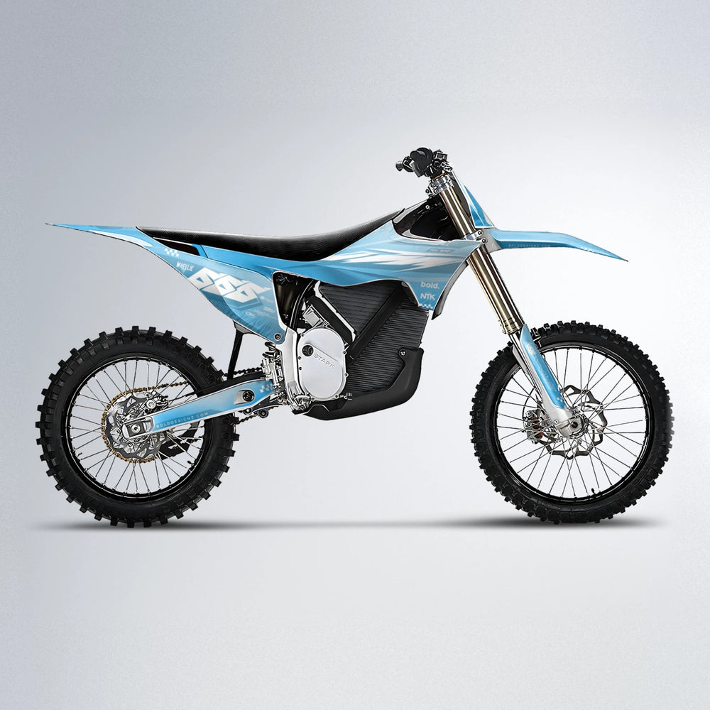 NTK V5 Stark Varg MX motocross graphics kit in Light Blue & White