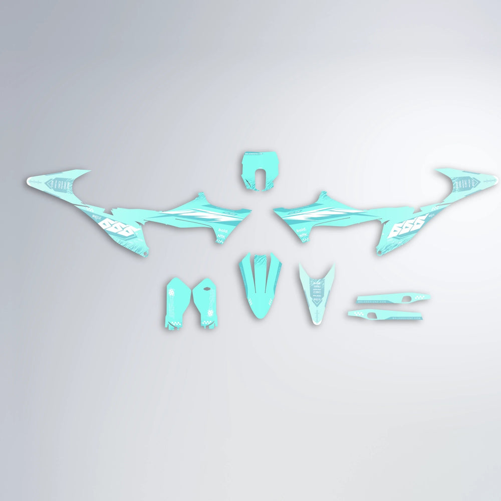 NTK V5 Stark Varg MX graphics kit parts layout in Mint