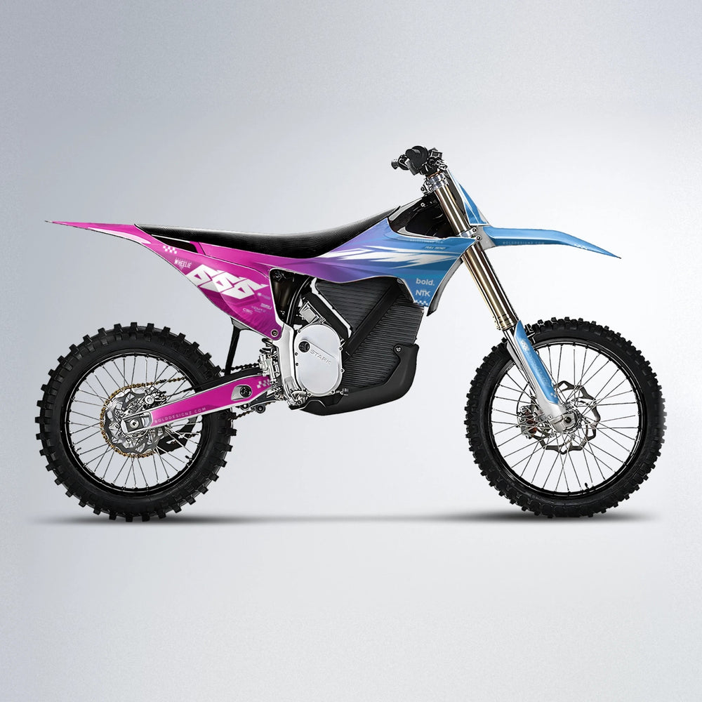 NTK V5 Stark Varg MX motocross graphics kit in Pink & Light Blue