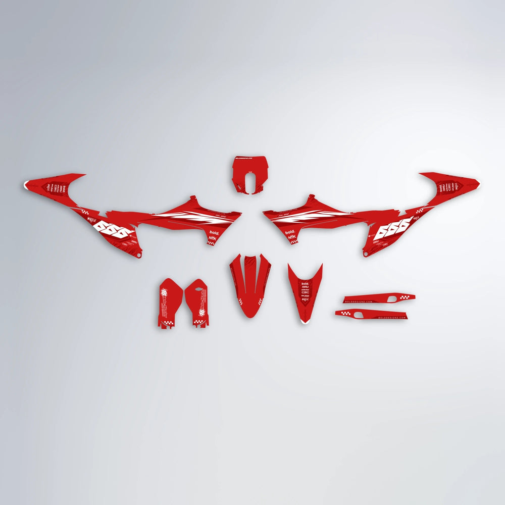 NTK V5 Stark Varg MX graphics kit parts layout in Red