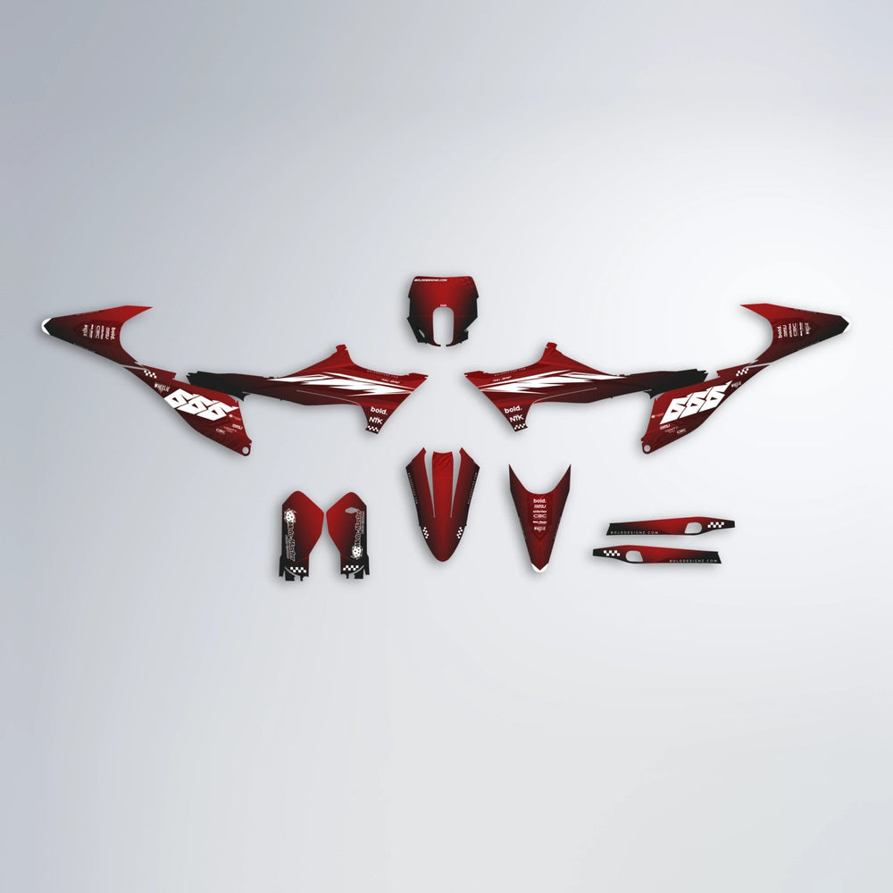 NTK V5 Stark Varg SM graphics kit parts layout in Black & Red