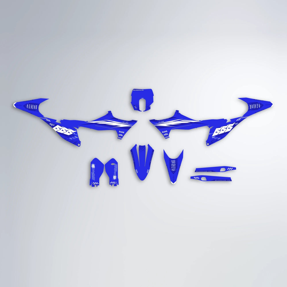 NTK V5 Stark Varg SM graphics kit parts layout in Blue