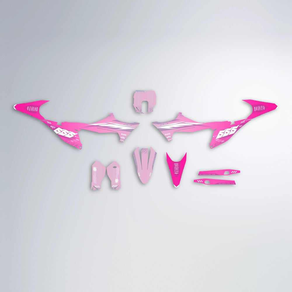 NTK V5 Stark Varg SM graphics kit parts layout in Flamingo