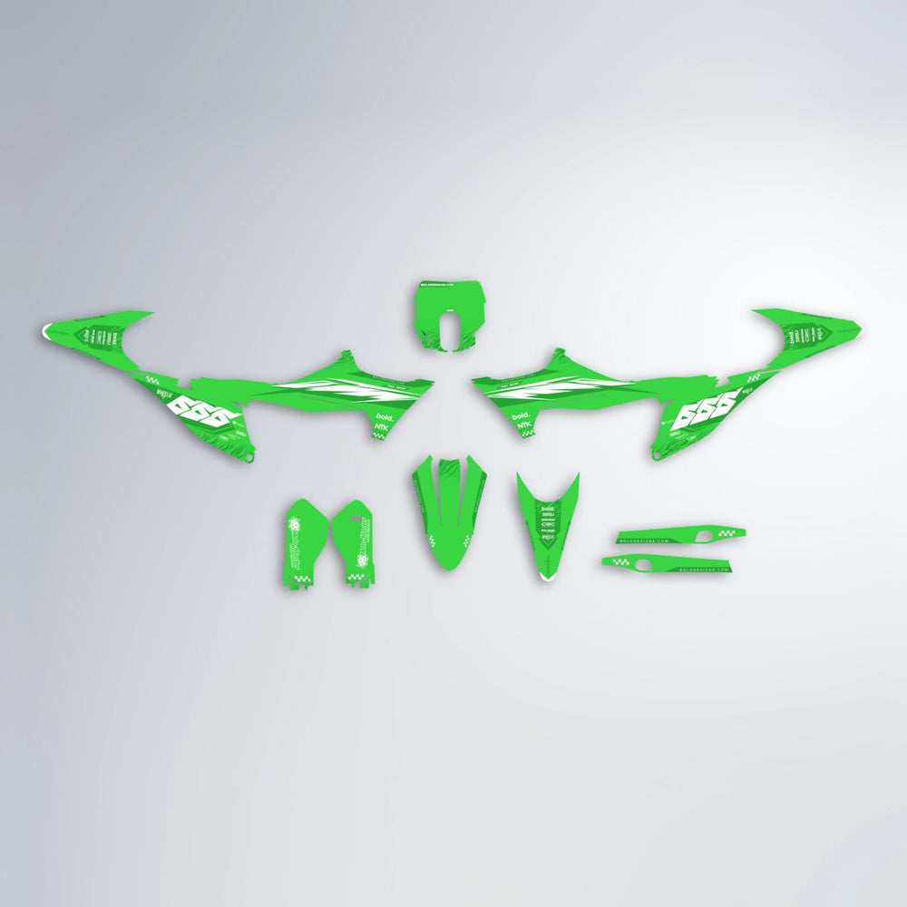 NTK V5 Stark Varg SM graphics kit parts layout in Green