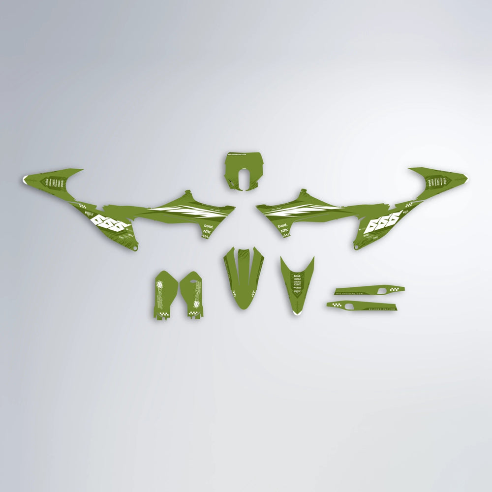 NTK V5 Stark Varg SM graphics kit parts layout in Olive