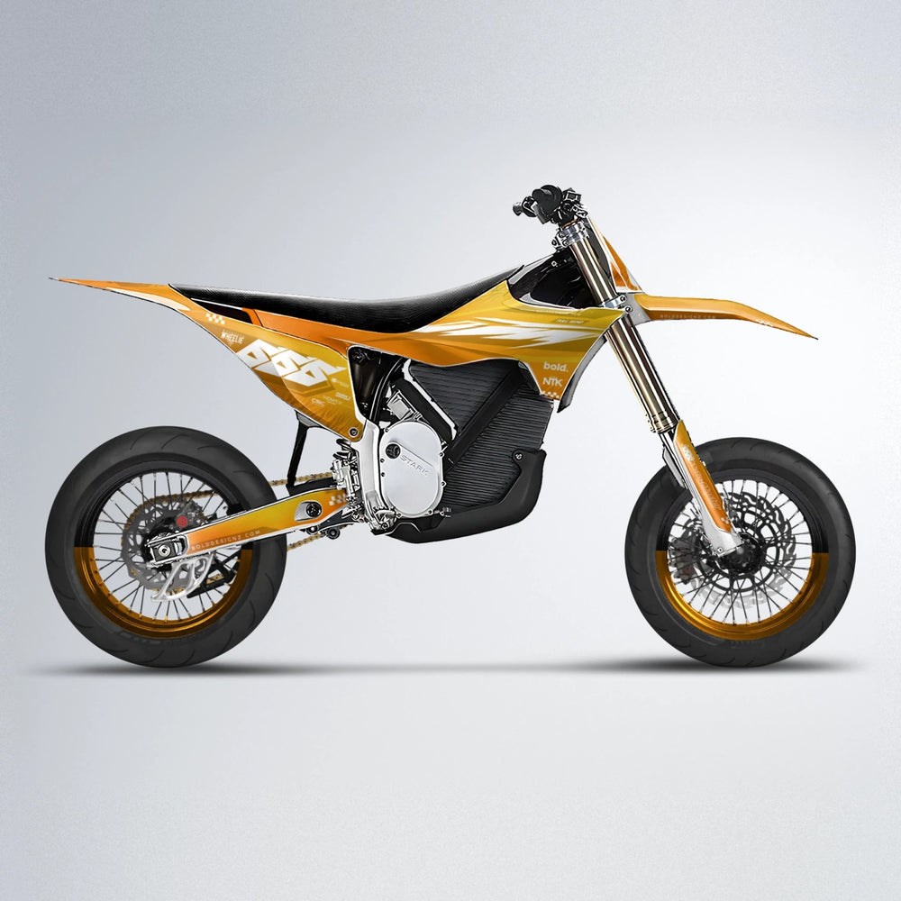 NTK V5 Stark Varg SM supermoto graphics kit in Orange & Yellow