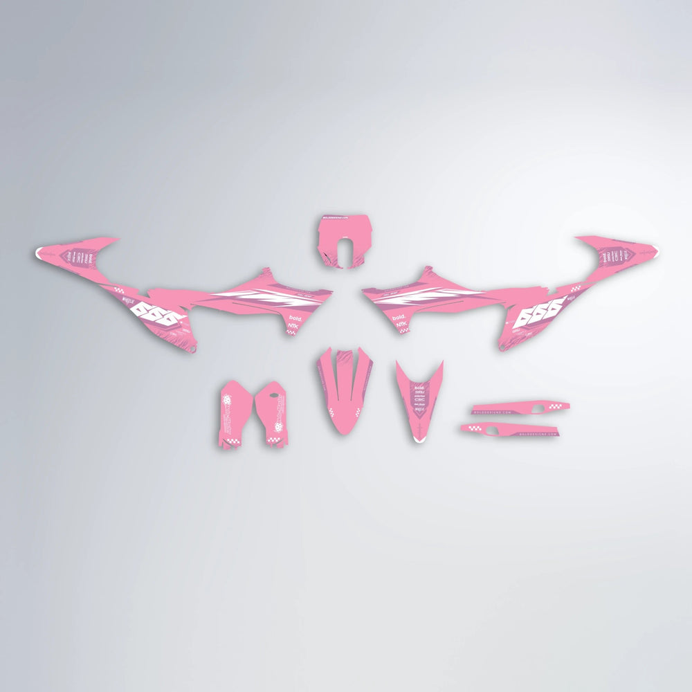 NTK V5 Stark Varg SM graphics kit parts layout in Sakura Pink