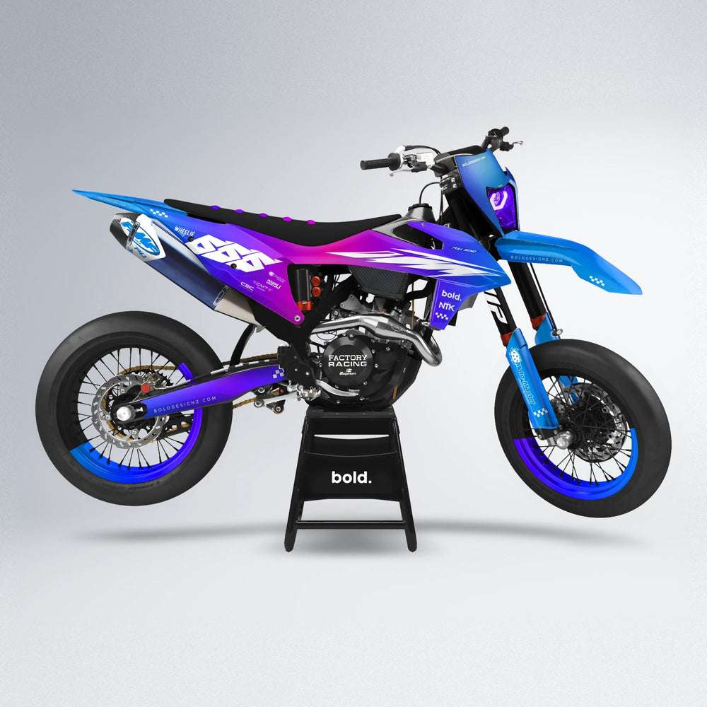 NTK V5 supermoto graphics kit in Blue Purple Fade