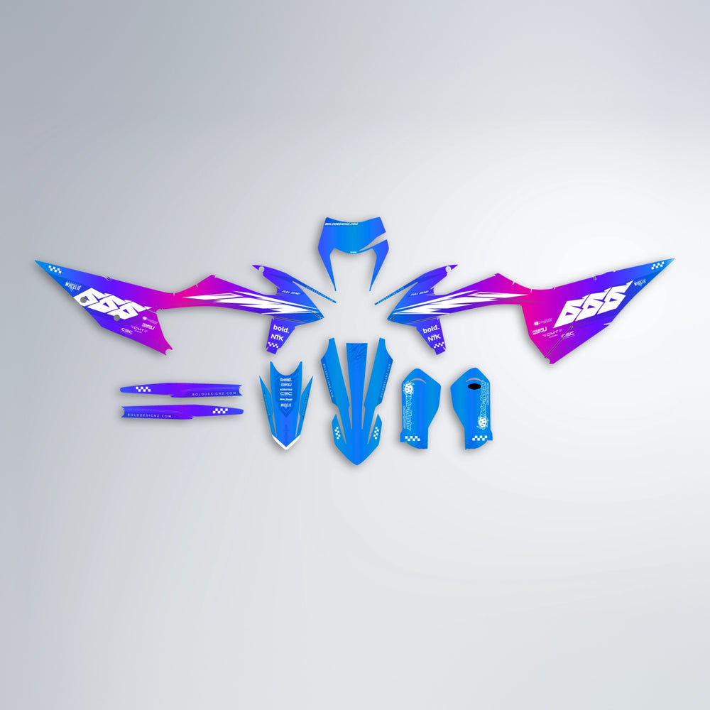 NTK V5 graphics kit parts layout in Blue Purple Fade