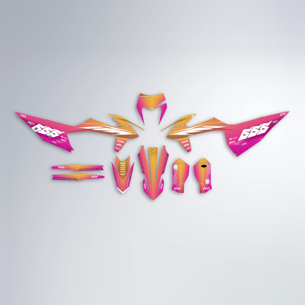NTK V5 graphics kit parts layout in Pink & Yellow