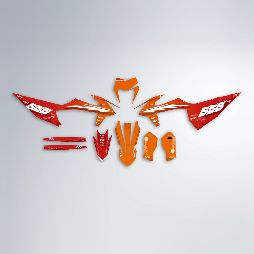 NTK V5 graphics kit parts layout in Red & Orange