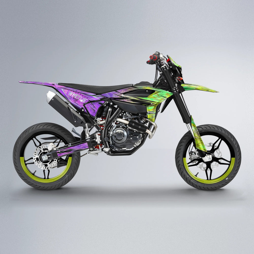OASIS Beta supermoto graphics kit in Purple & Yellow