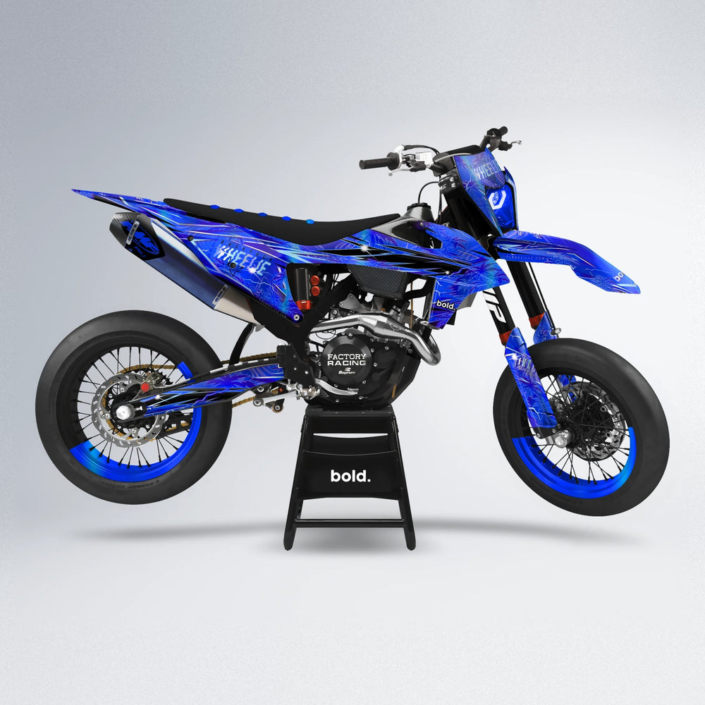 OASIS supermoto graphics kit in Blue Chrome