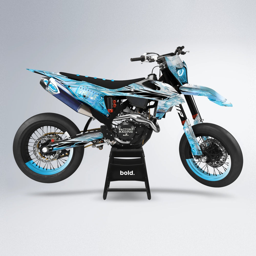 OASIS supermoto graphics kit in Light Blue & White