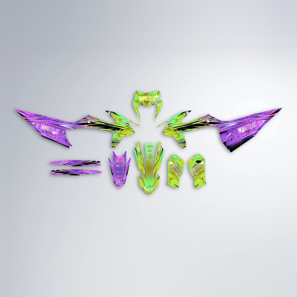 OASIS graphics kit parts layout in Purple & Fluo Yellow