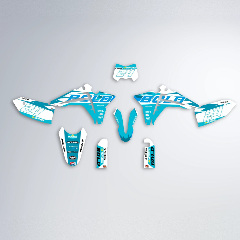 OCEAN Fantic graphics kit parts layout in Custom Colour