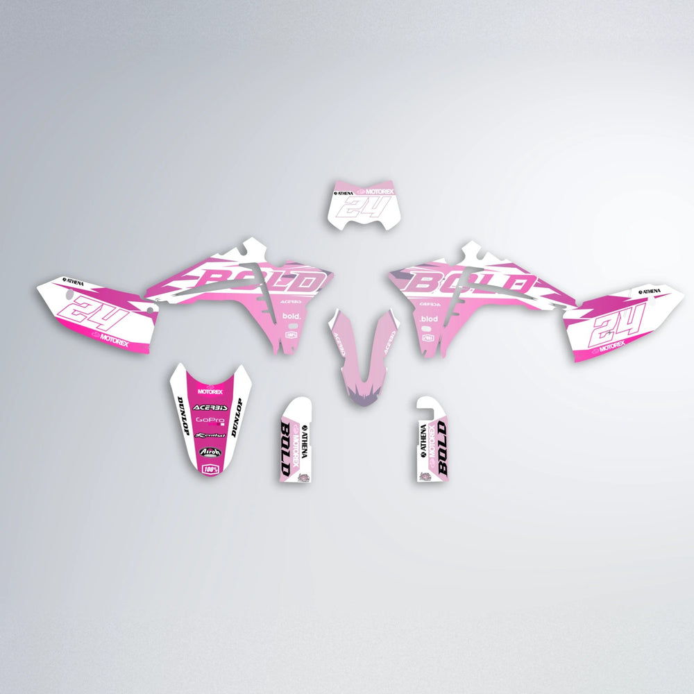OCEAN Fantic graphics kit parts layout in Flamingo