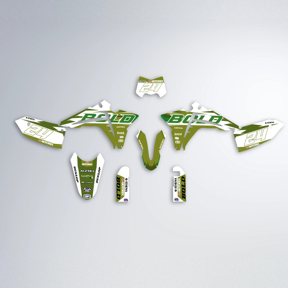OCEAN Fantic graphics kit parts layout in Olive