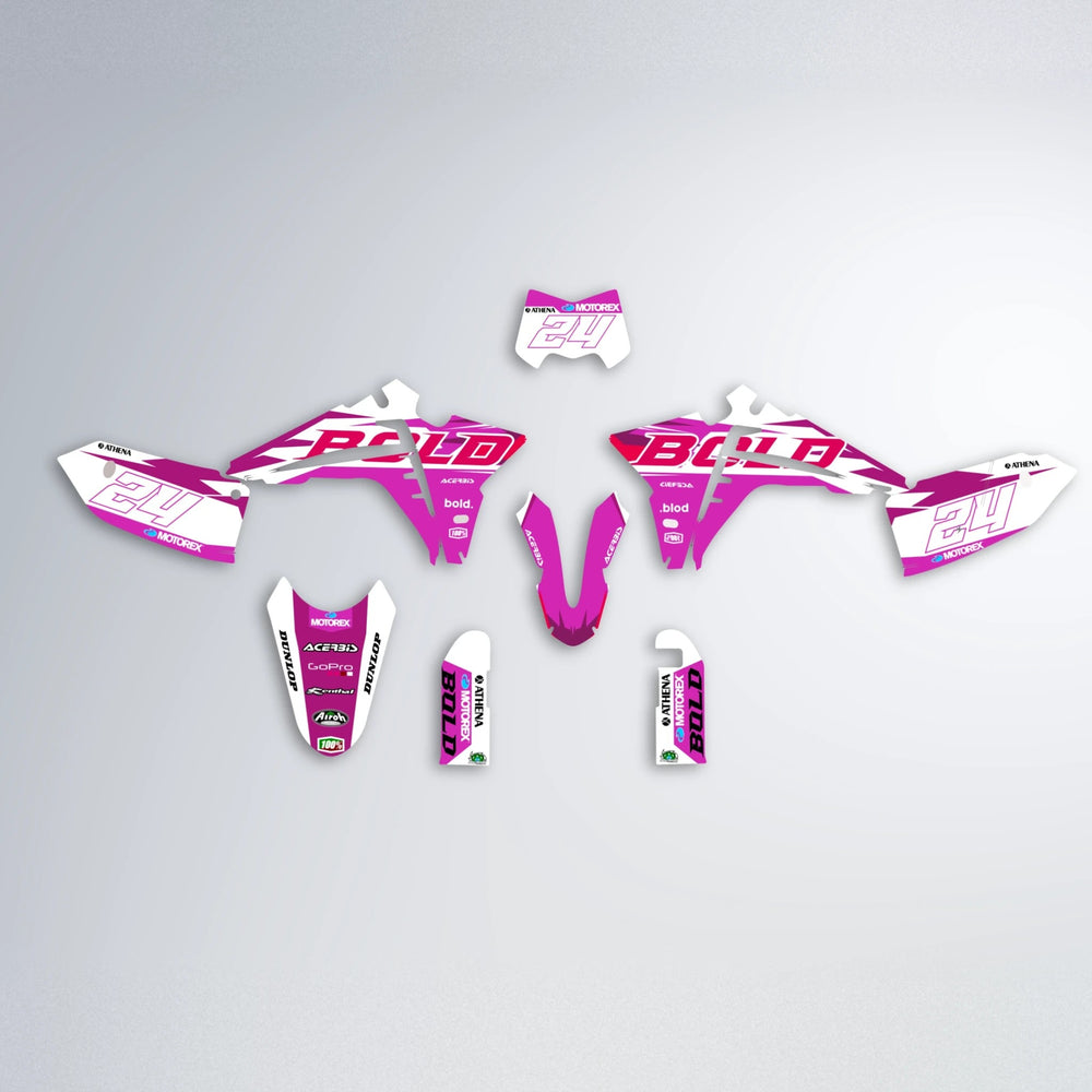OCEAN Fantic graphics kit parts layout in Pink