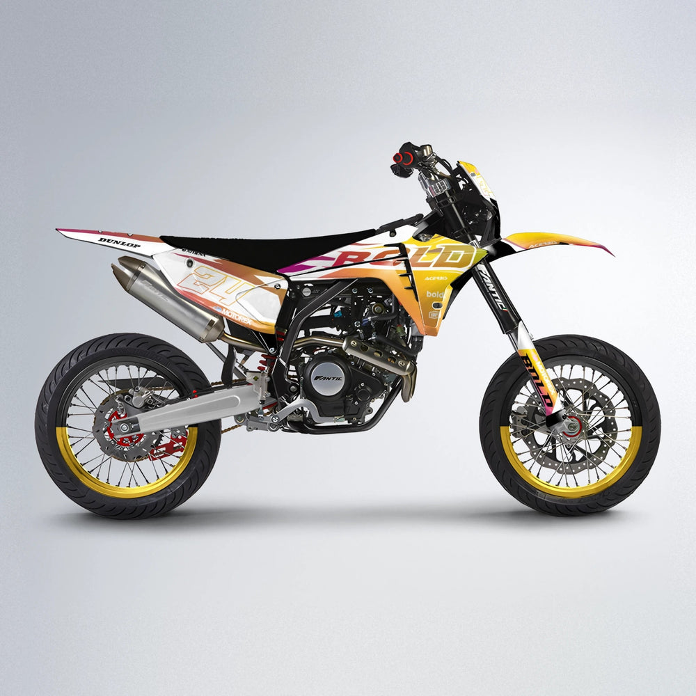 OCEAN Fantic supermoto graphics kit in Pink & Yellow