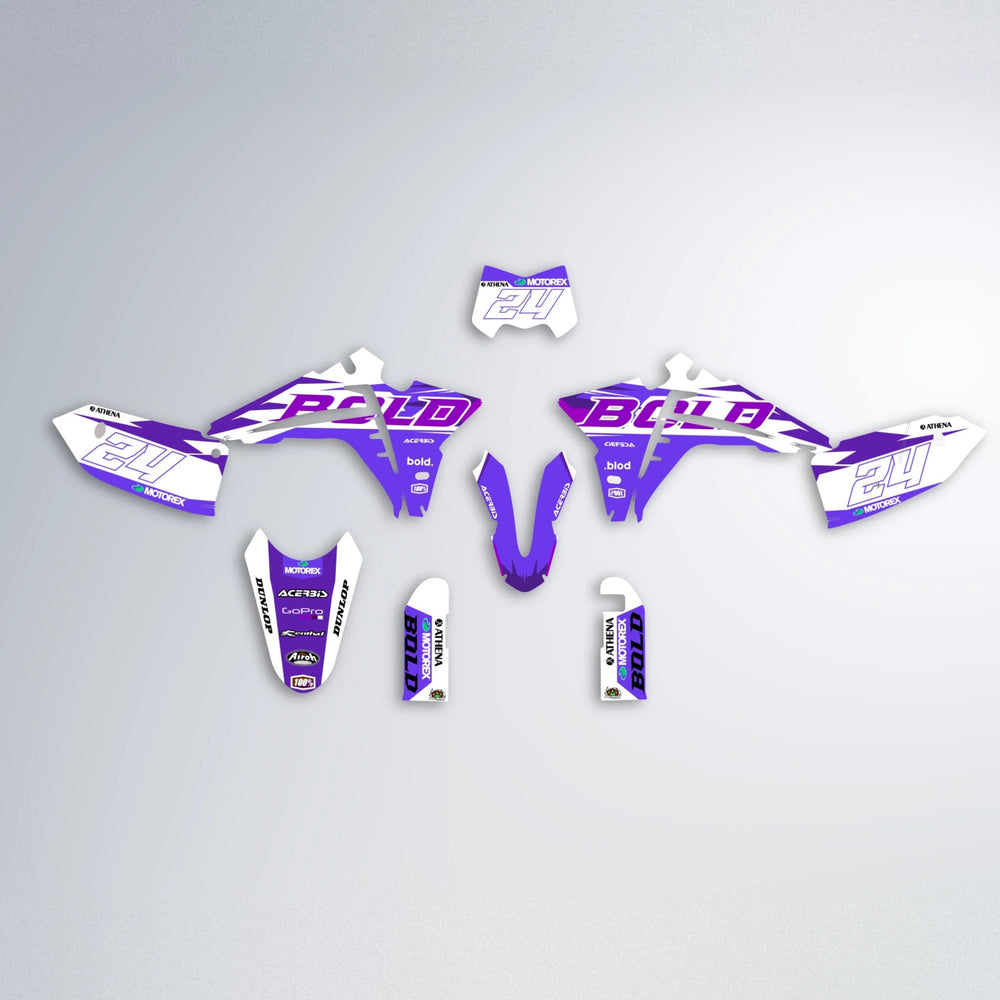 OCEAN Fantic graphics kit parts layout in Purple