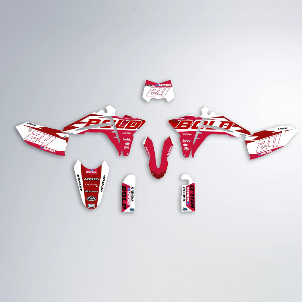 OCEAN Fantic graphics kit parts layout in Red