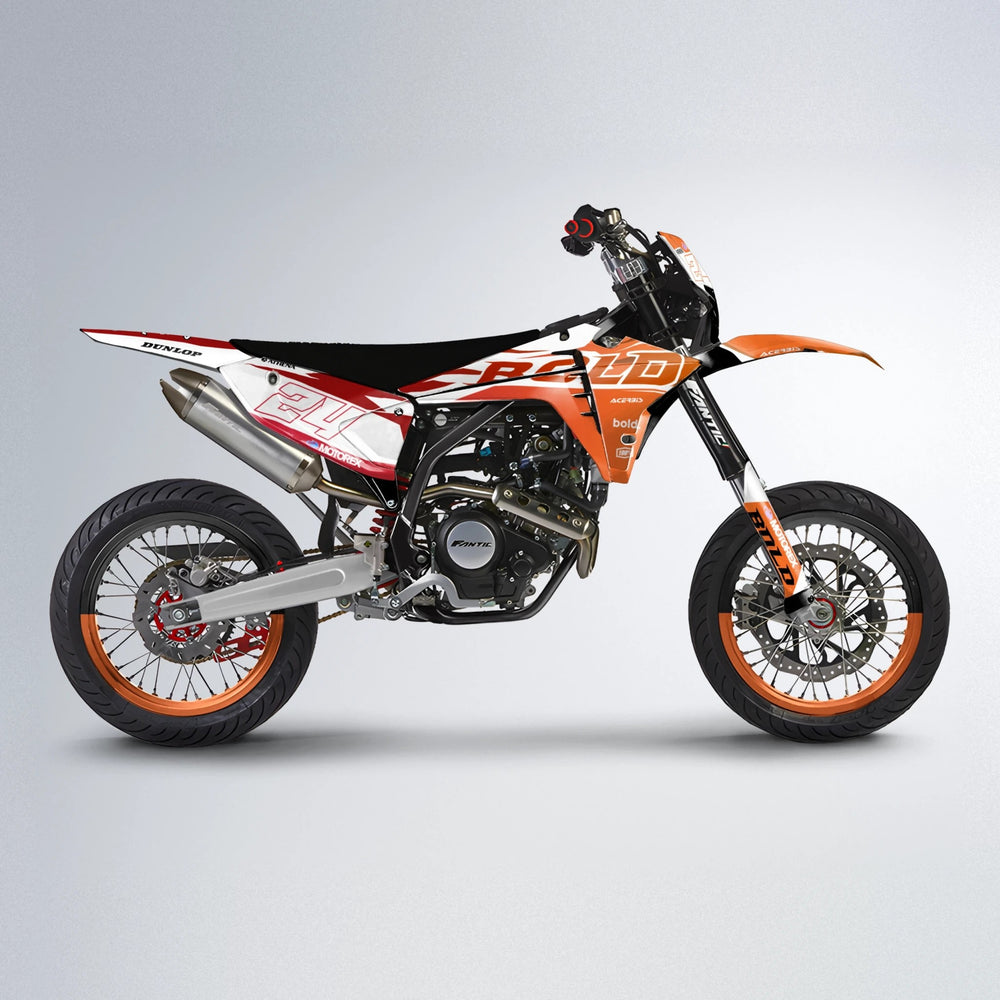 OCEAN Fantic supermoto graphics kit in Red & Orange