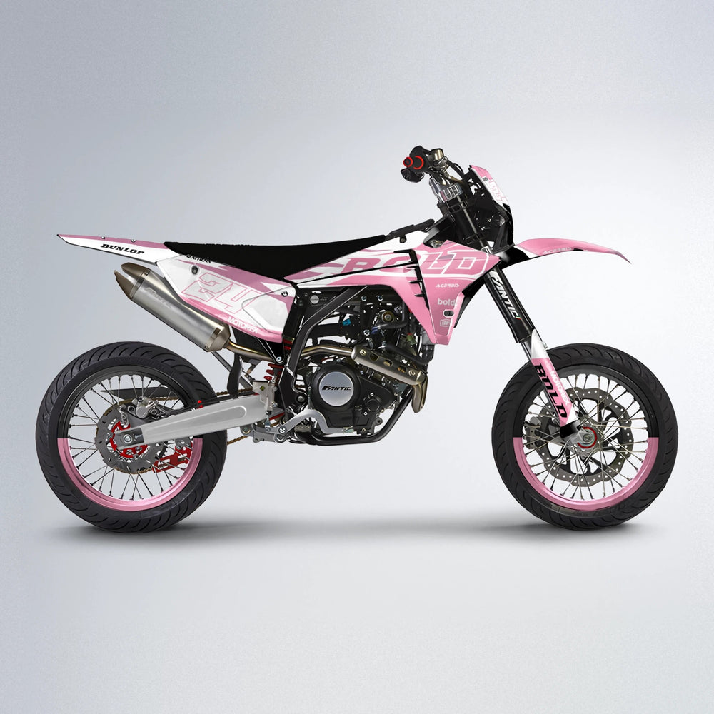 OCEAN Fantic supermoto graphics kit in Sakura Pink