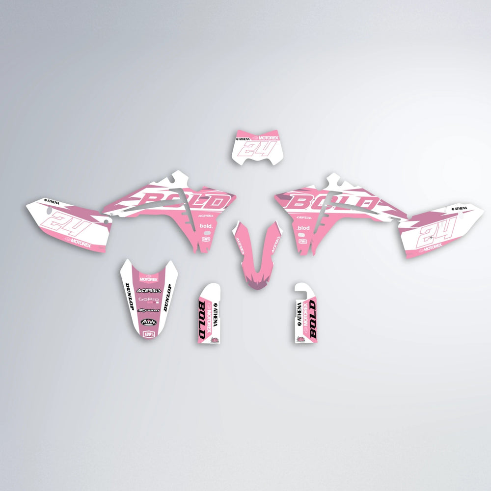 OCEAN Fantic graphics kit parts layout in Sakura Pink