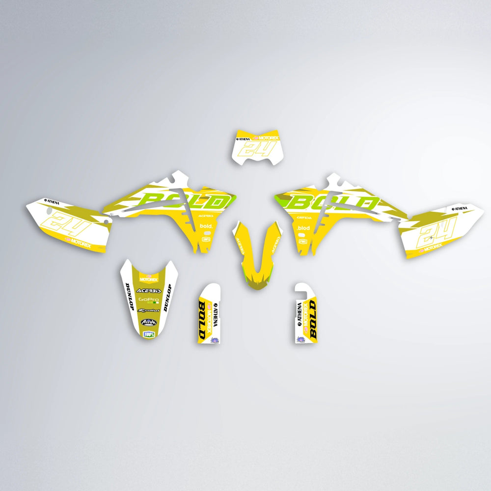 OCEAN Fantic graphics kit parts layout in Yellow