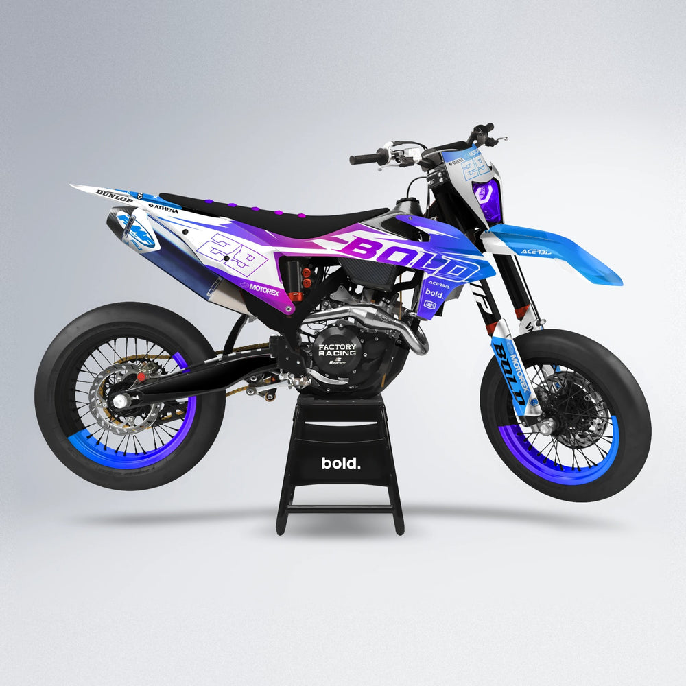OCEAN supermoto graphics kit in Blue Purple Fade