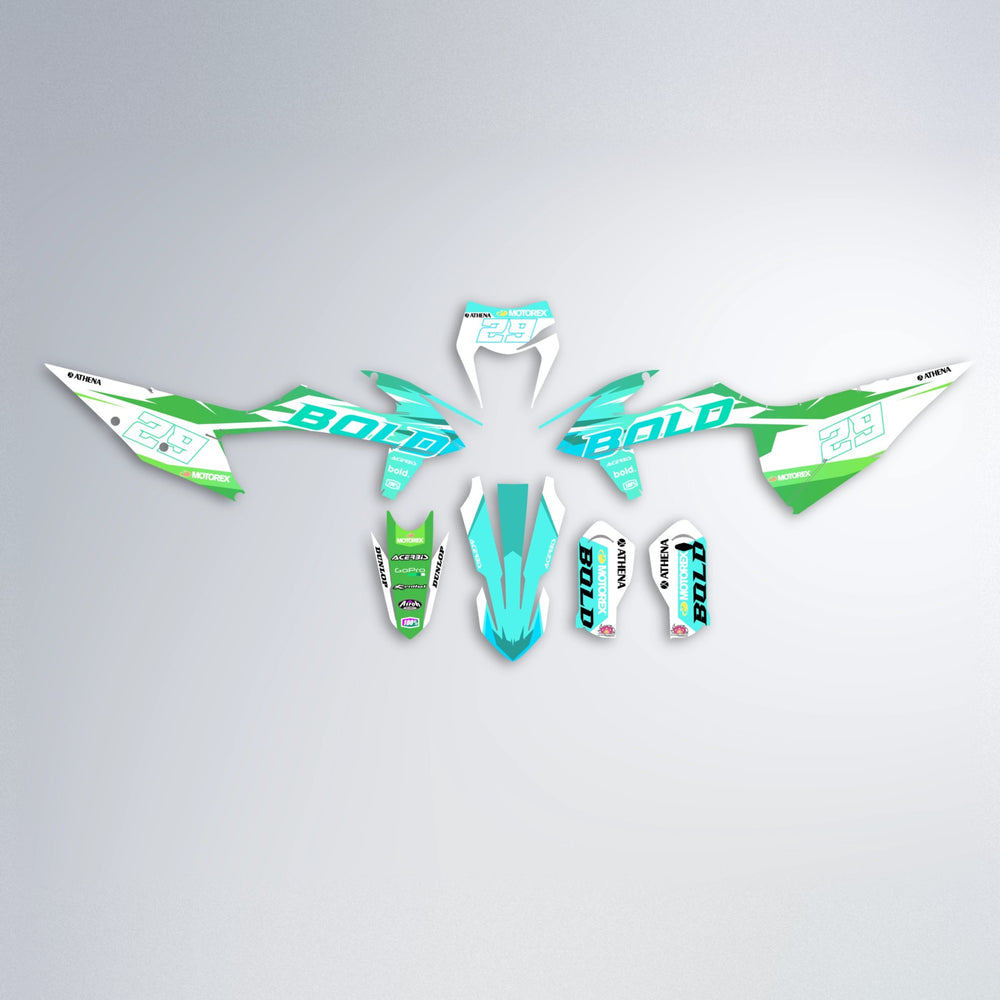 OCEAN graphics kit parts layout in Cyan & Green