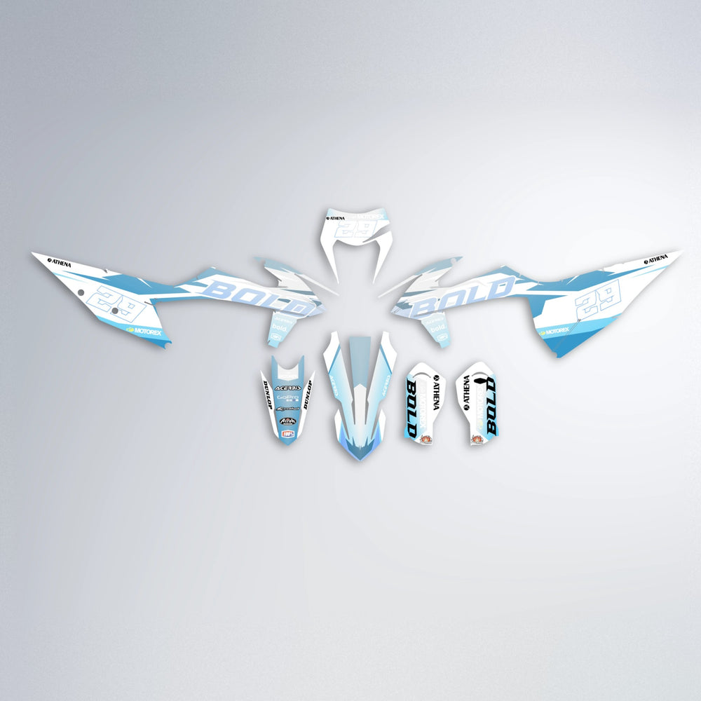 OCEAN graphics kit parts layout in Light Blue & White